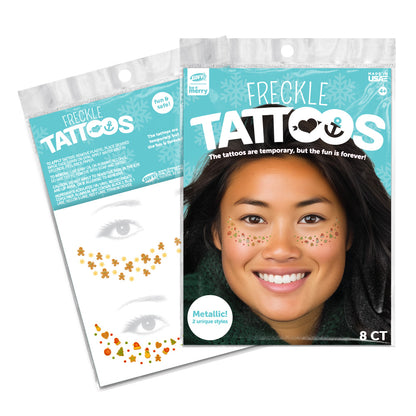 Christmas Freckle Temporary Tattoos Gingerbread Fun Party Pack 8 Tattoos Assortment