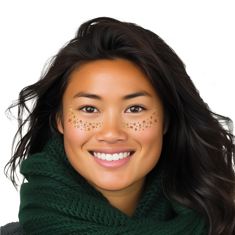 Christmas Freckle Temporary Tattoos Gingerbread Fun Party Pack 8 Tattoos Assortment