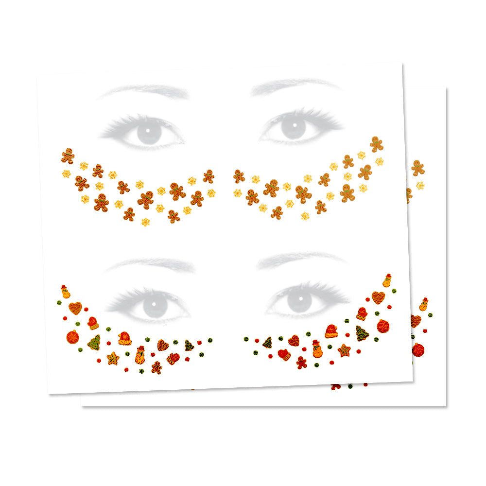 Christmas Freckle Temporary Tattoos Gingerbread Fun Party Pack 8 Tattoos Assortment