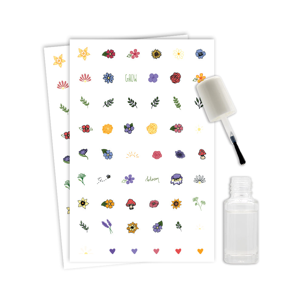Flower Nail Temporary Tattoos with Polish 100+ Tattoos Assortment