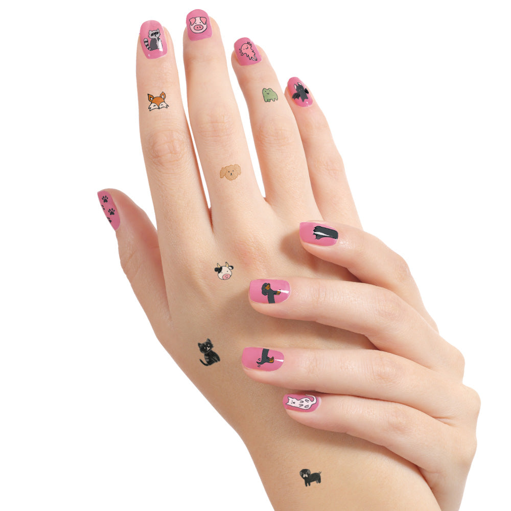 Animal Nail Temporary Tattoos with Polish 100+ Tattoos Assortment