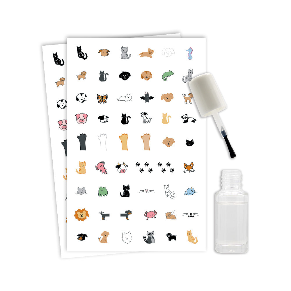 Animal Nail Temporary Tattoos with Polish 100+ Tattoos Assortment