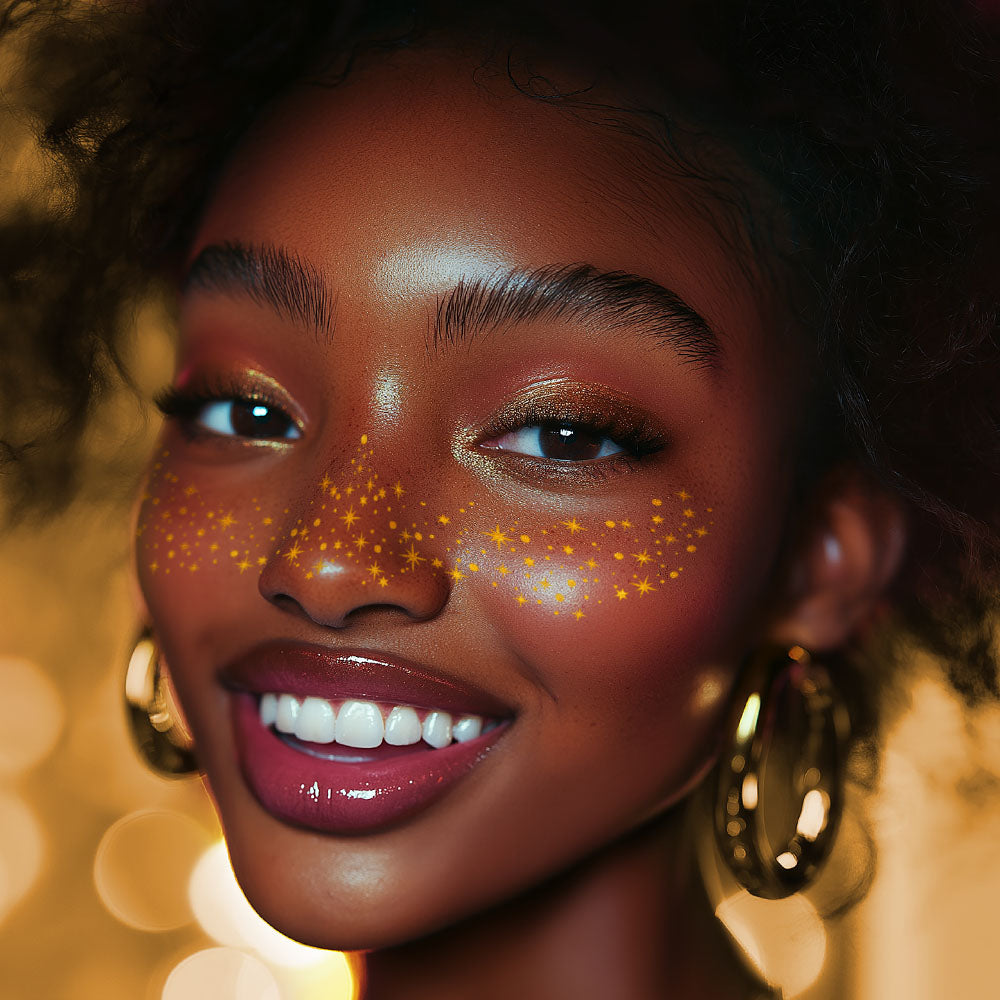 Golden Glam Freckle Temporary Tattoos Party Pack 6 Tattoos Assortment