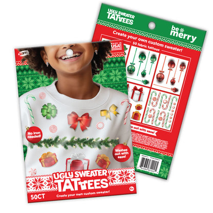 Ugly Sweater Tattees Classic Christmas 50 Pcs Assortment