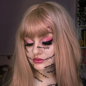 Black Stitches Costume Temporary Tattoo Set