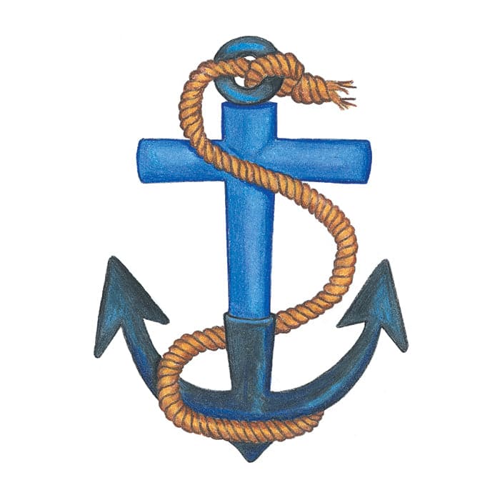 Traditional Anchor with Rope Temporary Tattoo 3.5 in x 2.5 in