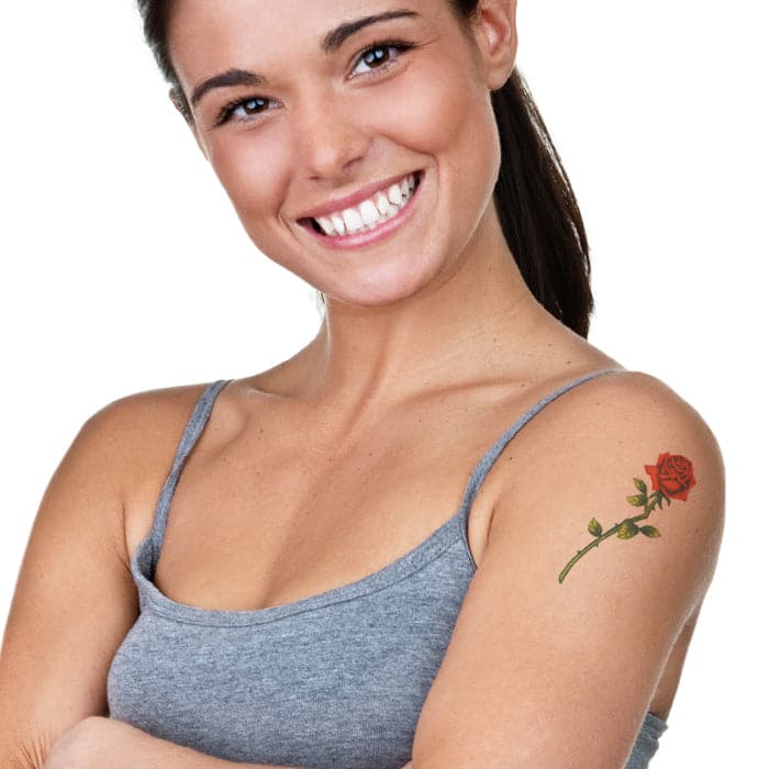 Traditional Rose Temporary Tattoo 3.5 in x 2.5 in