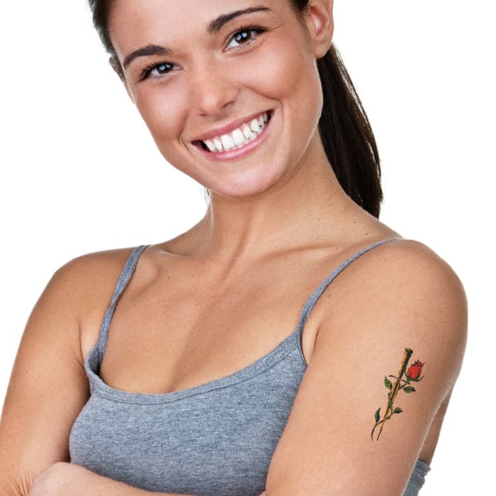 Traditional Rose with Dagger Temporary Tattoo 3.5 in x 2.5 in