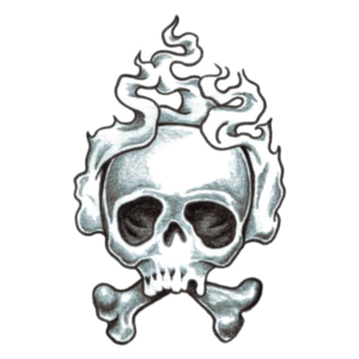Traditional Smoking Skull Temporary Tattoo 3.5 in x 2.5 in