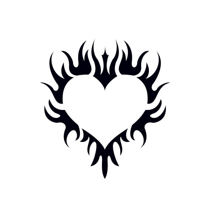 Tribal Flaming Heart Temporary Tattoo 3.5 in x 2.5 in