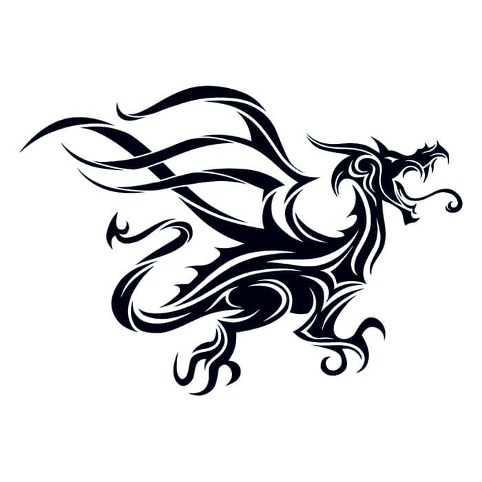 Black Tribal Dragon Temporary Tattoo 3.5 in x 2.5 in