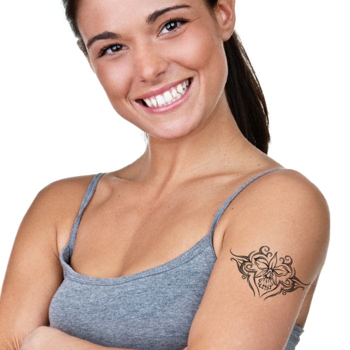 Tribal Orchid Lower Back Temporary Tattoo 3.5 in x 2.5 in