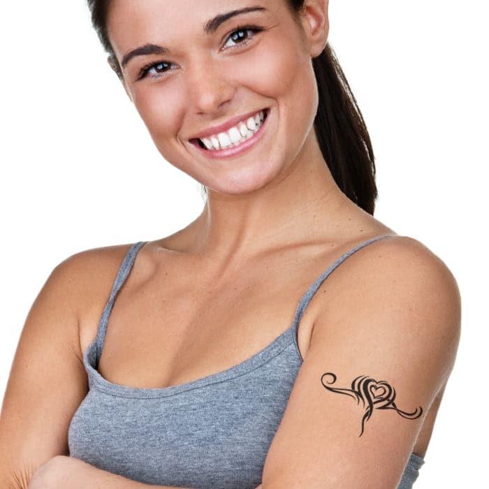 Tribal Heart Lower Back Temporary Tattoo 3.5 in x 2.5 in