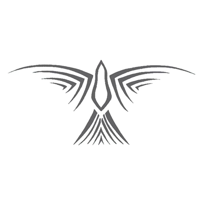 Tribal Gray Bird Design Temporary Tattoo 3.5 in x 2.5 in