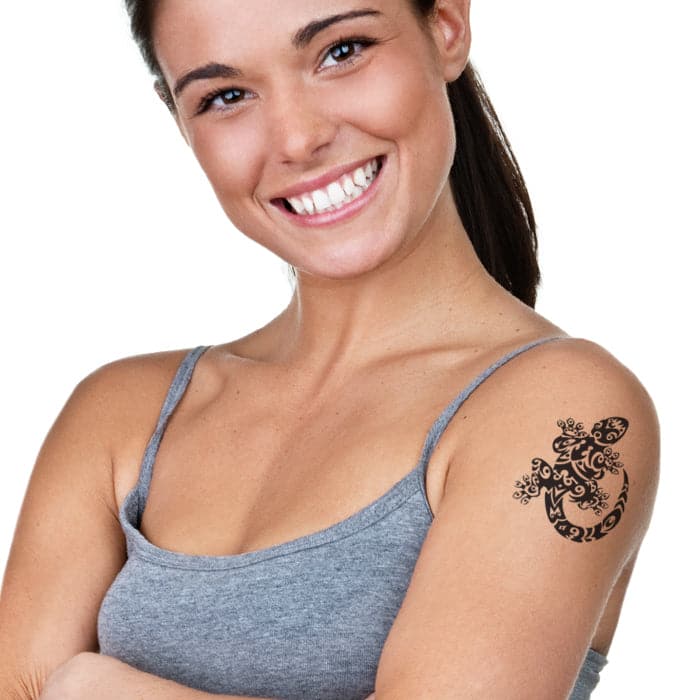 Tribal Gecko Temporary Tattoo 3.5 in x 2.5 in