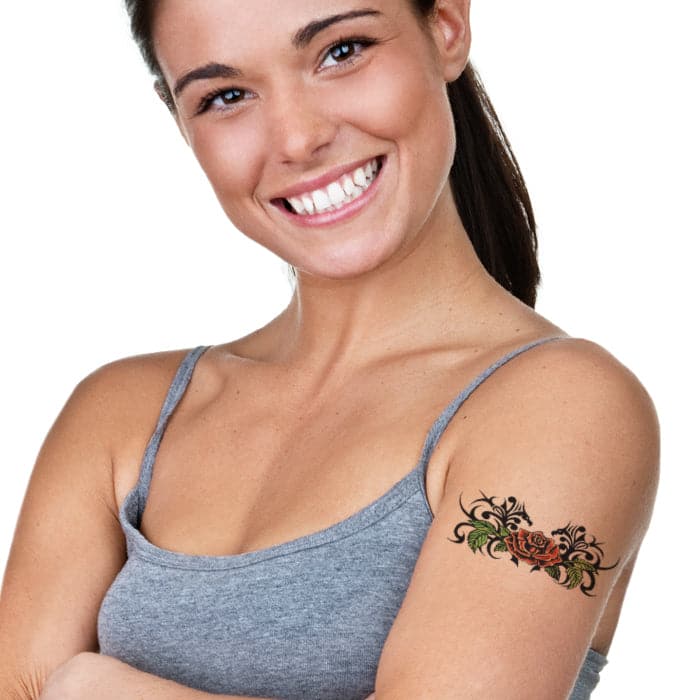 Tribal Rose Back Temporary Tattoo 6 in x 2.5 in