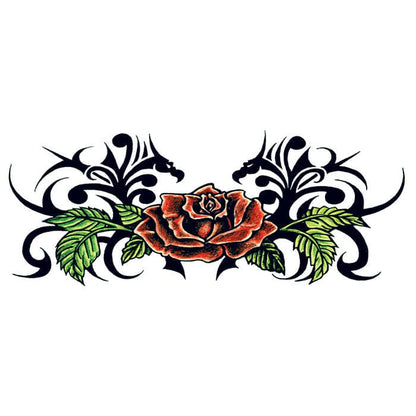 Tribal Rose Back Temporary Tattoo 6 in x 2.5 in