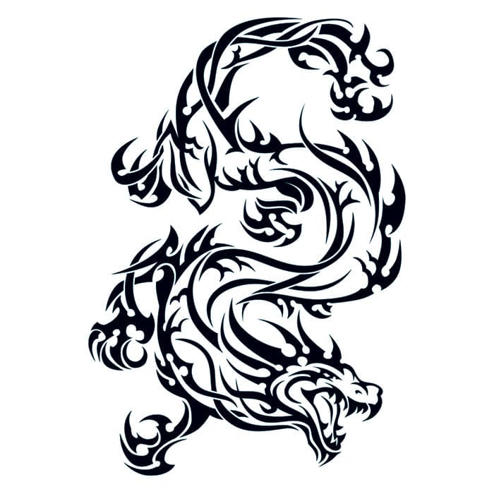 Tribal Traditional Dragon Temporary Tattoo 3.5 in x 2.5 in