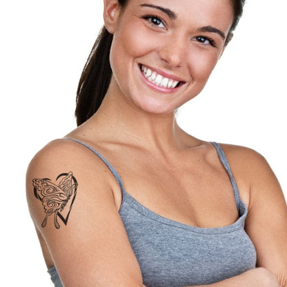 Tribal Butterfly Heart Temporary Tattoo 3.5 in x 2.5 in