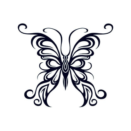 Tribal Outline Butterfly Temporary Tattoo 3.5 in x 2.5 in