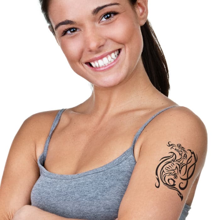 Tribal Smokey Dragon Temporary Tattoo 3.5 in x 2.5 in