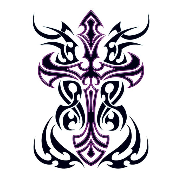 Tribal Cross Temporary Tattoo 3.5 in x 2.5 in