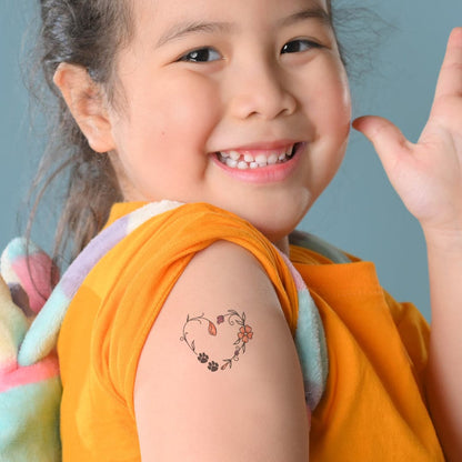 Floral Paw Heart Temporary Tattoo 2 in x 2 in