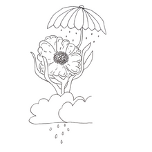 Rain Flowers and Clouds  Temporary Tattoo 2 in x 2 in