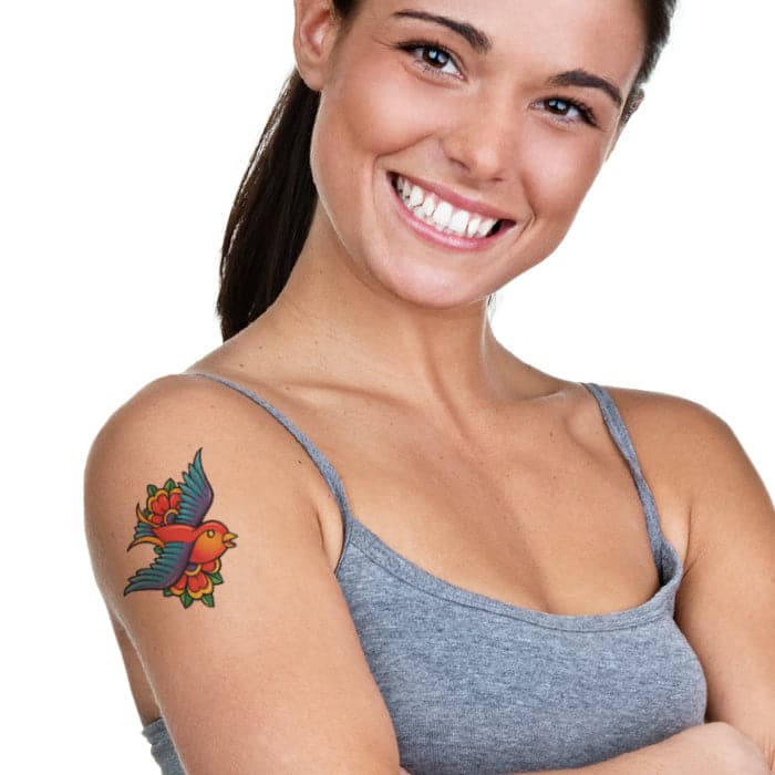 Vintage Swallow Temporary Tattoo 3.5 in x 2.5 in