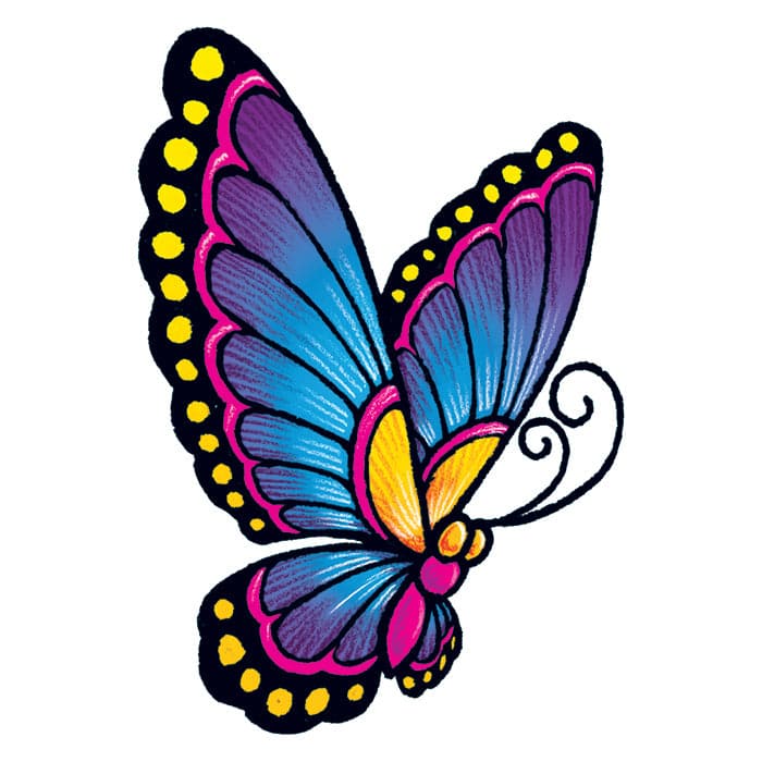 Vintage Butterfly Temporary Tattoo 3.5 in x 2.5 in