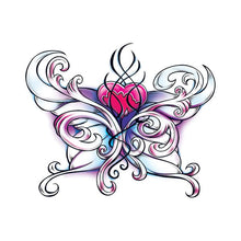 Wicked Midnight Heart Butterfly Temporary Tattoo 3.5 in x 2.5 in