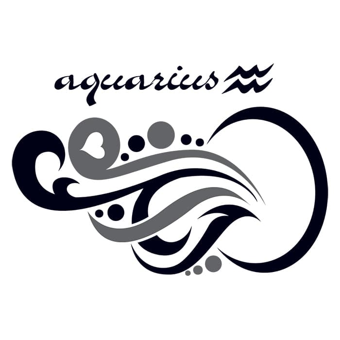 Zodiac: Aquarius Design Temporary Tattoo 3.5 in x 2.5 in