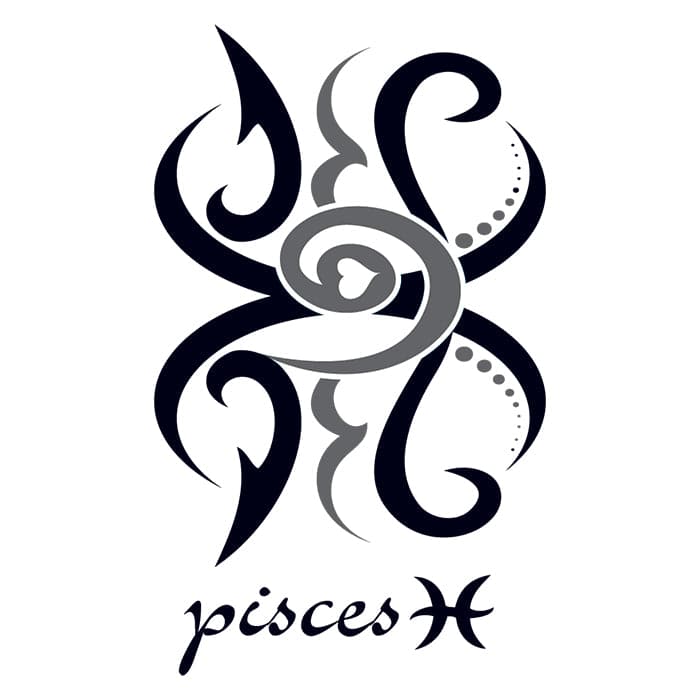 Zodiac: Pisces Design Temporary Tattoo 3.5 in x 2.5 in