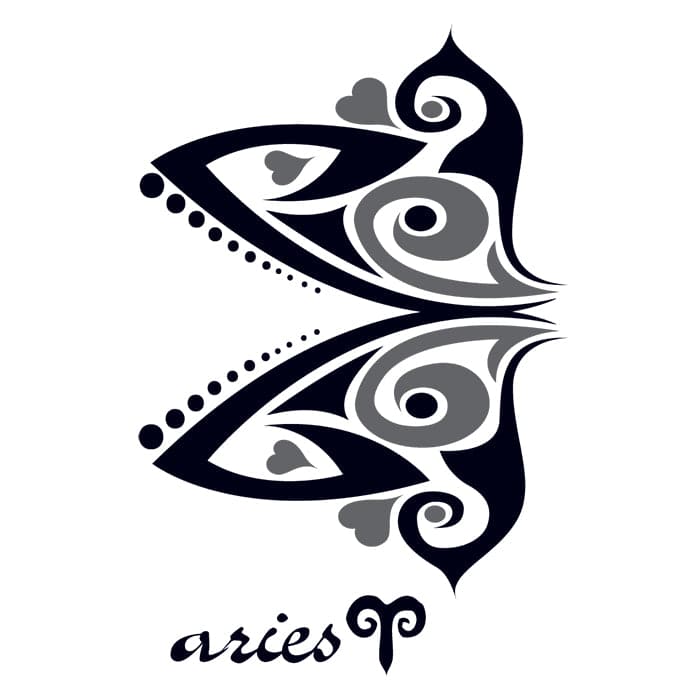 Zodiac: Aries Design Temporary Tattoo 3.5 in x 2.5 in