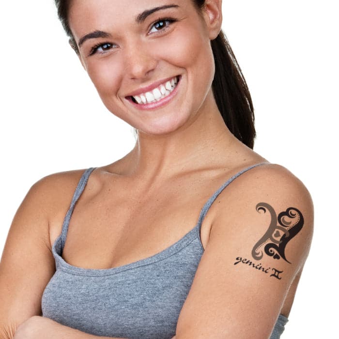 Zodiac: Gemini Design Temporary Tattoo 3.5 in x 2.5 in