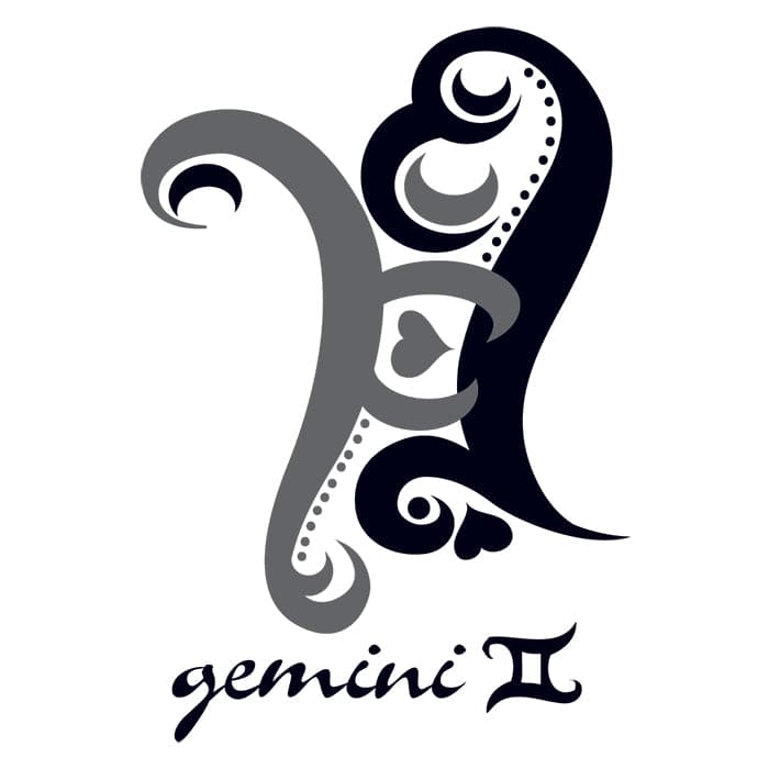 Zodiac: Gemini Design Temporary Tattoo 3.5 in x 2.5 in