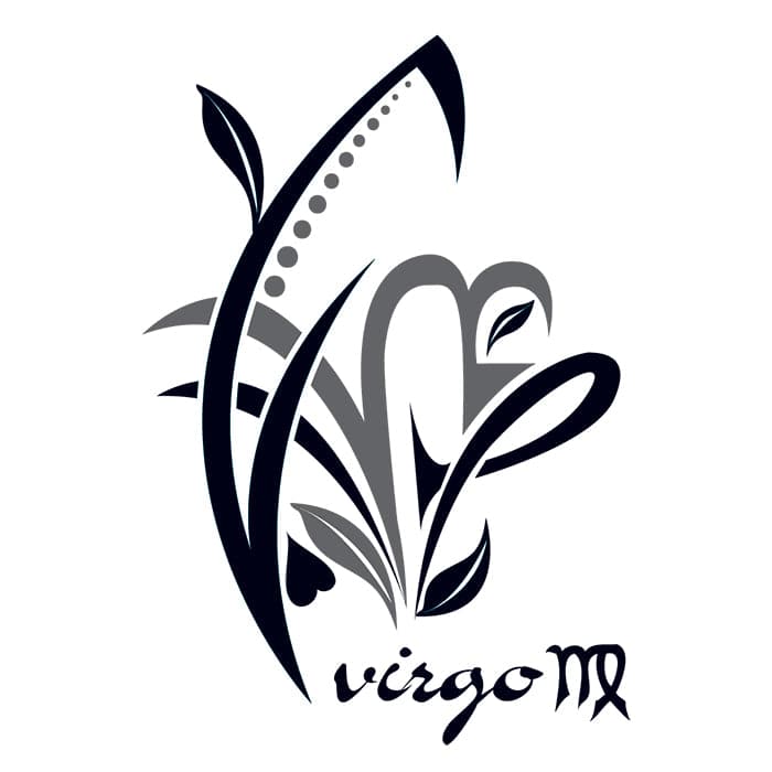 Zodiac: Virgo Design Temporary Tattoo 3.5 in x 2.5 in