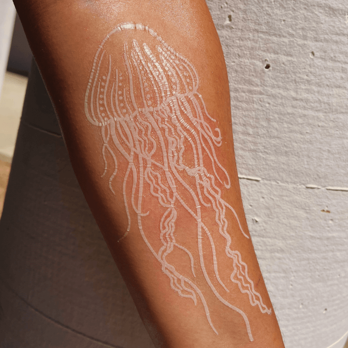 White Ink Glow-in-the-Dark Jelly Fish Temporary Tattoo