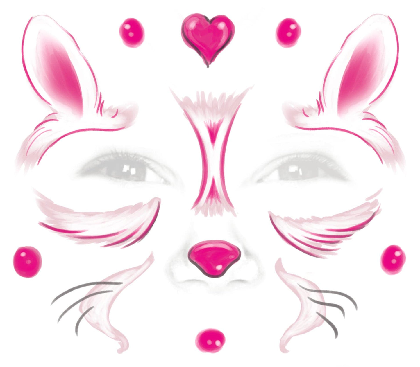 Pink Bunny Face Kids Costume Tattoo