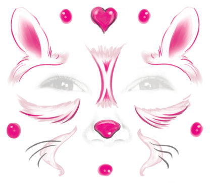 Pink Bunny Face Kids Costume Tattoo