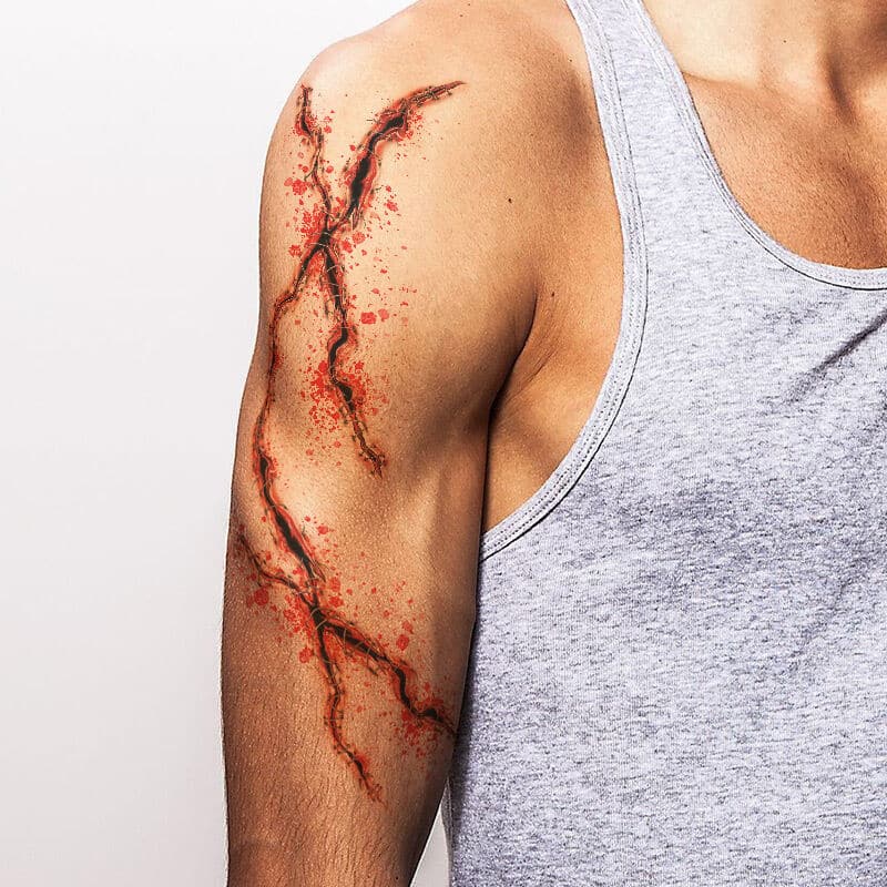 Long Stitched Slashes Costume Tattoo