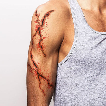 Long Stitched Slashes Costume Tattoo