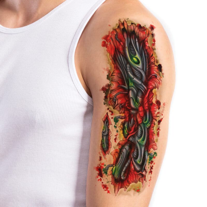 Bio-Mechanic Arm Wound Costume Tattoo