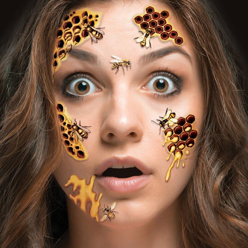 Honeycomb Optical Illusion Eyes Costume Tattoo