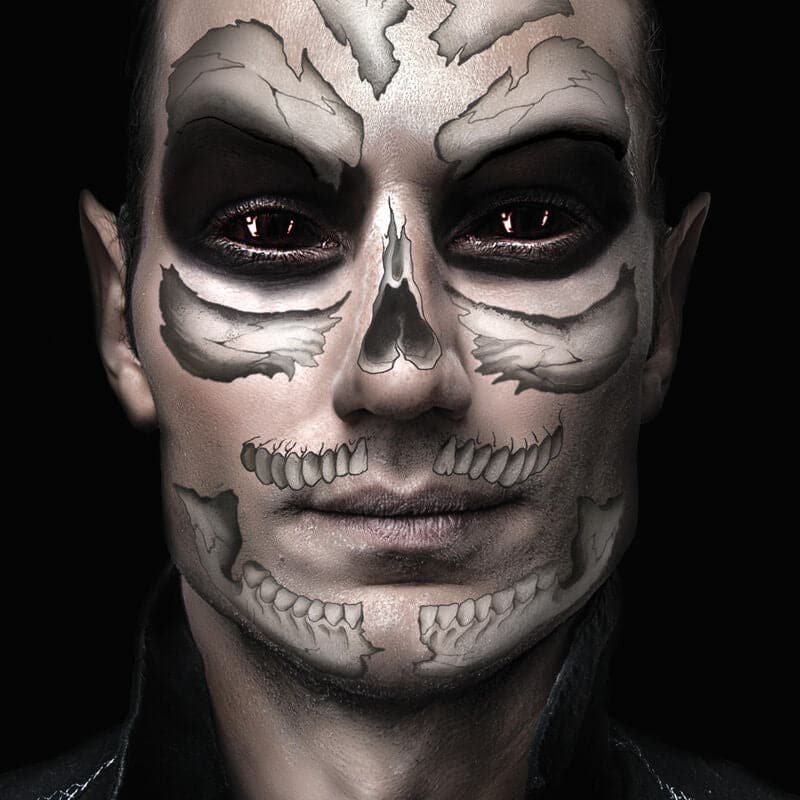 Black and White Skull Costume Tattoo
