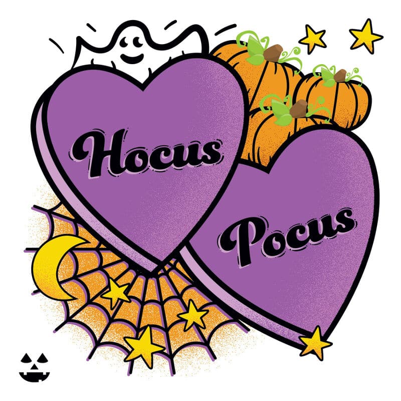 Hocus Pocus Halloween Conversation Heart Temporary Tattoo