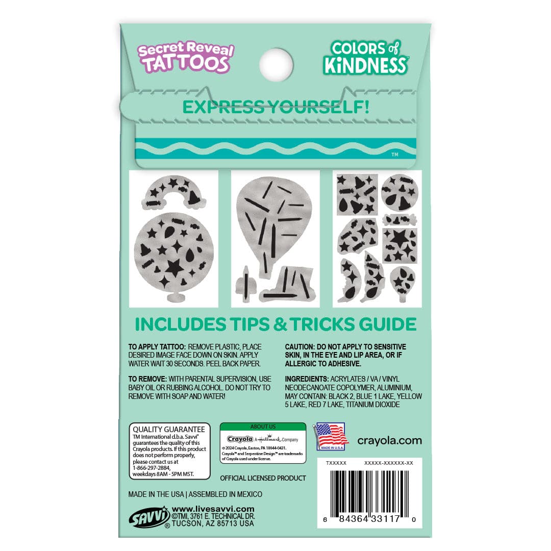 Crayola Colors Of Kindness Secret Reveal Tattoo Pouch