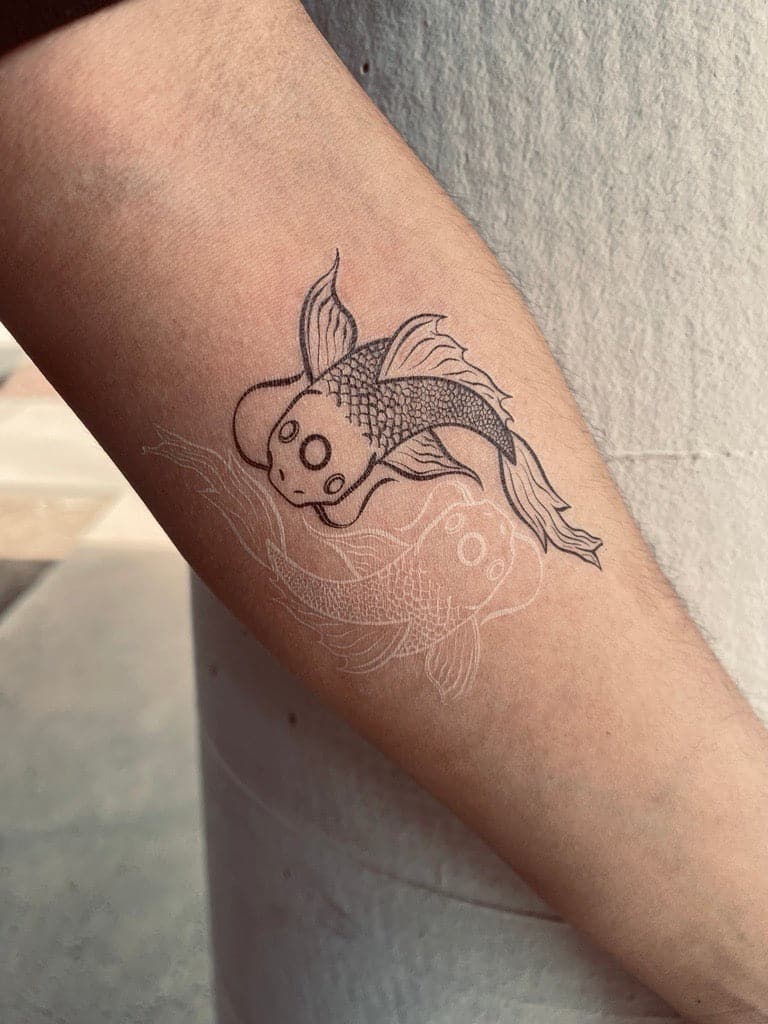 Koi Fish Yin Yang Temporary Tattoo