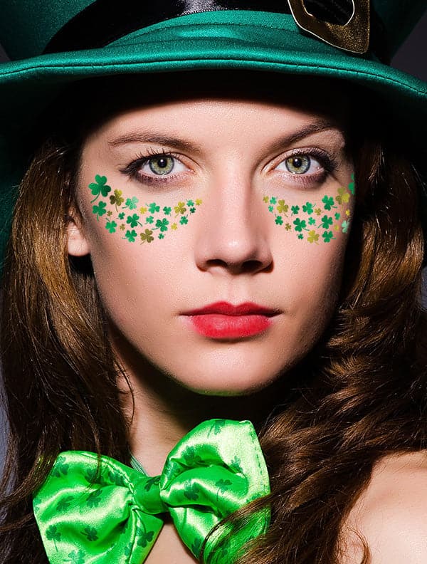 St Patrick's Day Shamrock Freckles Face Temporary Tattoo