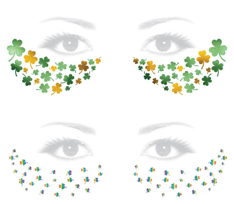 St Patrick's Day Shamrock Freckles Face Temporary Tattoo